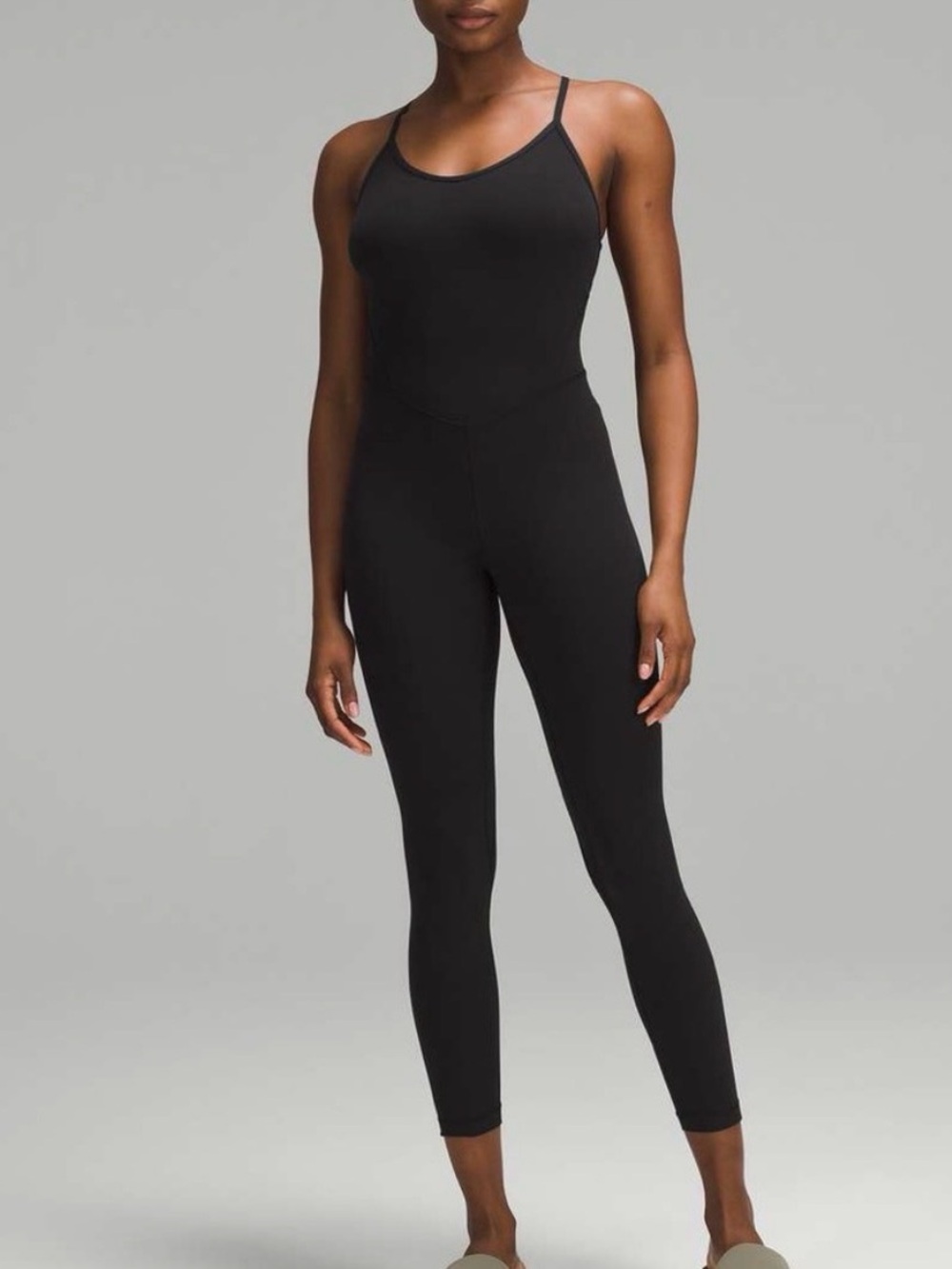 Lululemon criss cross back Black Align Jumpsuit 25” (B1)